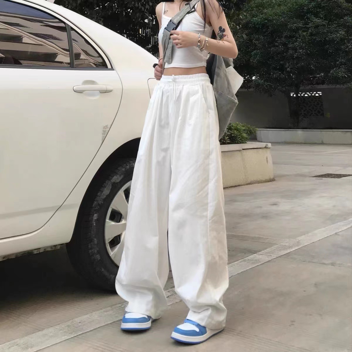 White autumn cotton fashionable trousers hip-hop style