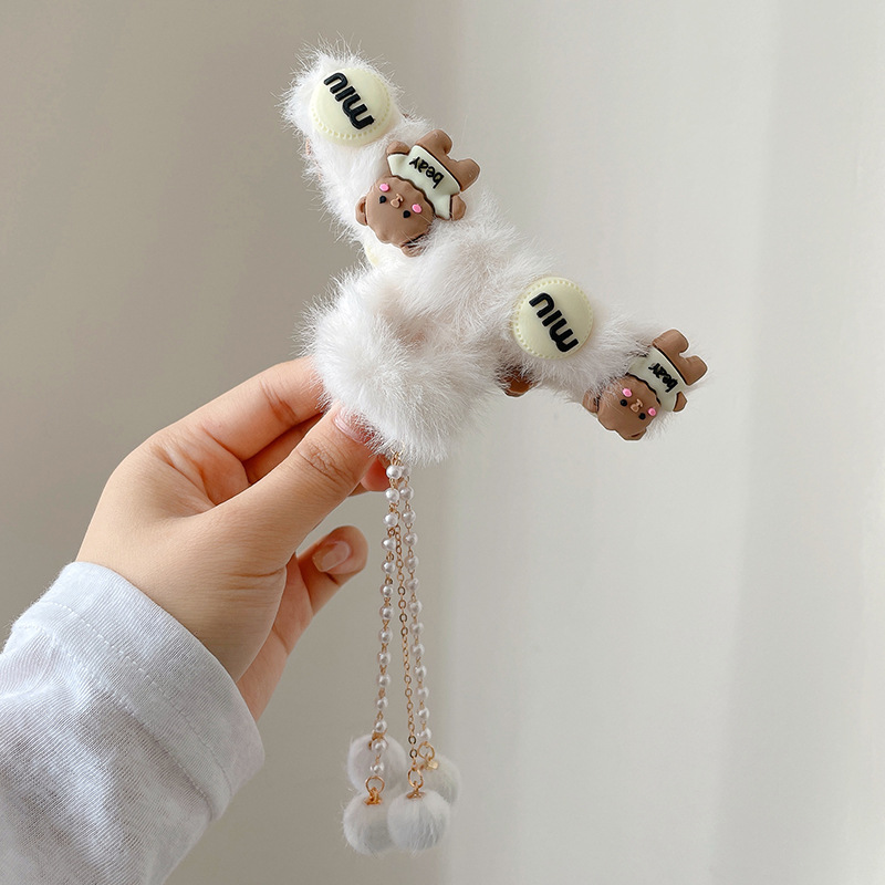 Clip de felpa para mujer, sensación de alto nivel, horquilla de pelo grande, mucho clip de tiburón, temperamento de otoño e invierno, horquilla, tocado