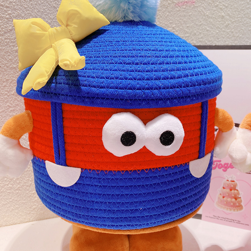 HD3155A04 Little Monster Cartoon Cotton Shoes with Knitted Storage Bucket &ndash; Creative Internet-Famous Snack Organizer for Bedroom and Living Room