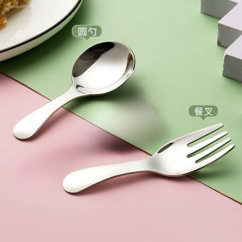 304 스테인레스 스틸 짧은 손잡이 숟가락 포크 미니 어린이 식기 아이스크림 디저트 숟가락 차 숟가락 야외 여행 편리한