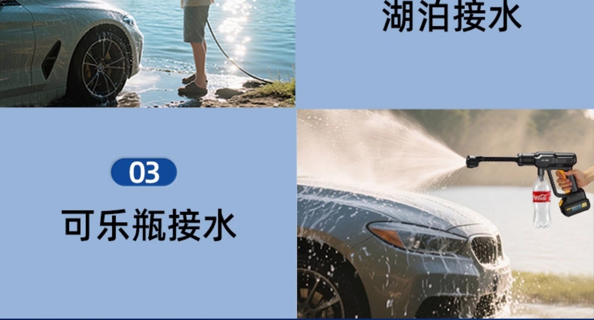 Deli Wireless Car Washing Machine High-Pressure Water Gun for Home and Car Cleaning Lithium Battery Rechargeable Booster Water Gun