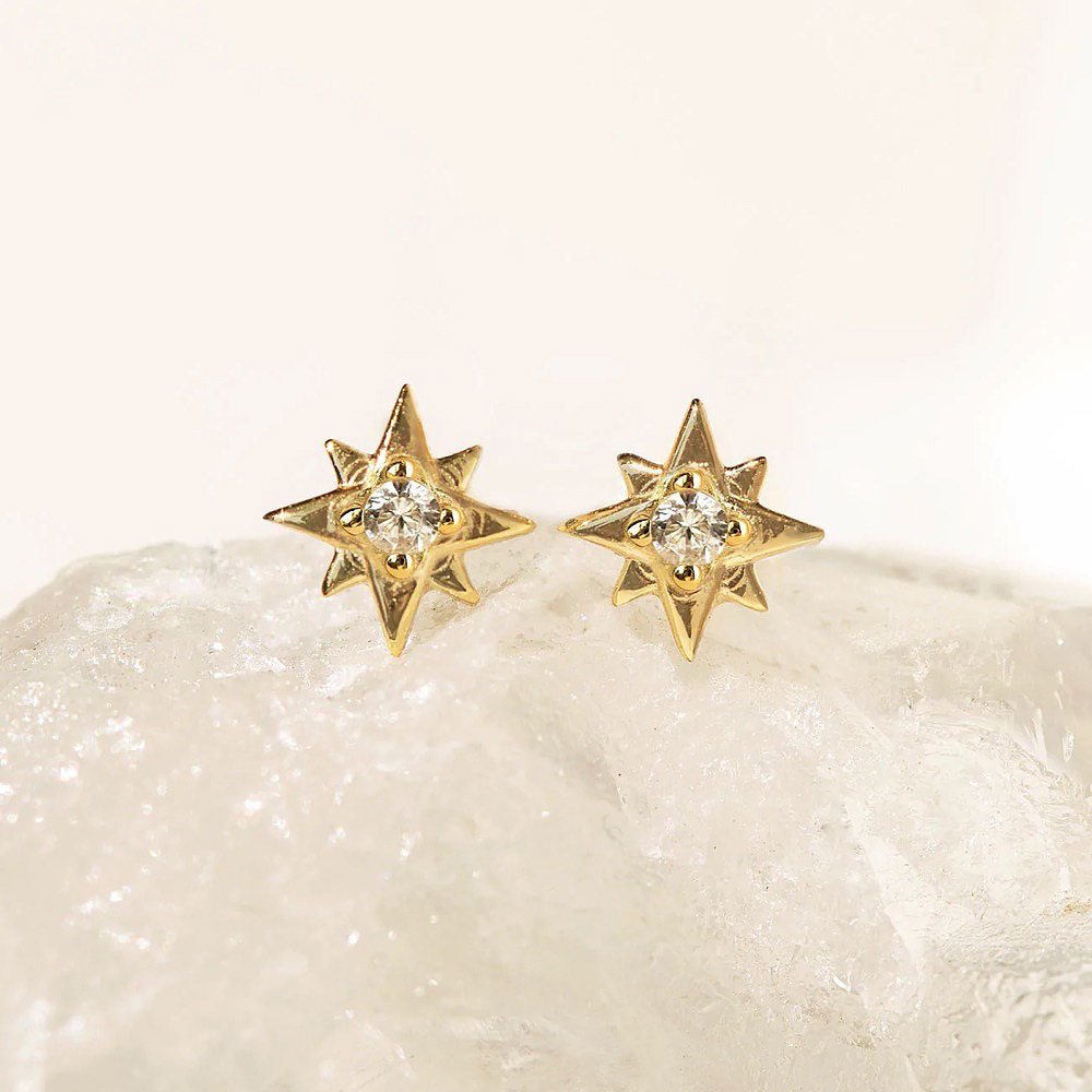 Fashion Star Copper Inlay Zircon Ear Studs 1 Pair