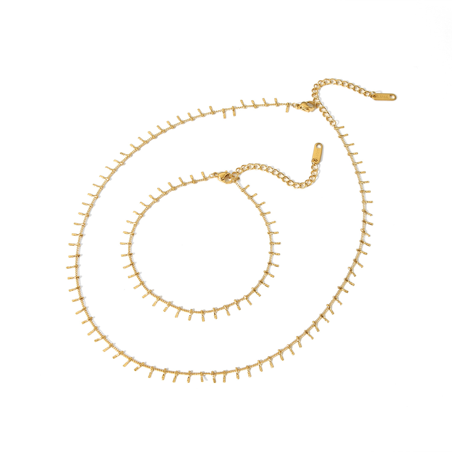 18K Gold Plating Color Handmade Chain Chain Type 1 Piece Quantity Street Occasion 201 Stainless Steel Material PVD Coated Real Gold Plated 18K Gold Waves 201 Stainless Steel Classic Style Waterproof Non Tarnish Anklet Necklace