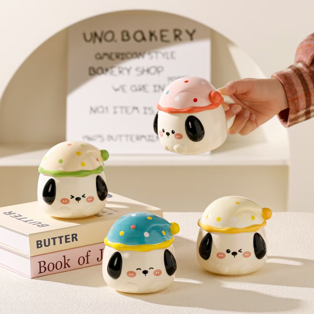 Taza de cachorro de dibujos animados lindo creativo Taza de bebida de cerámica con personalidad en relieve Taza transfronteriza de recuerdo de alto valor