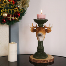 欧式圣诞装饰树脂圣诞鹿烛台摆件家居桌面蜡烛台跨境代发创意家居