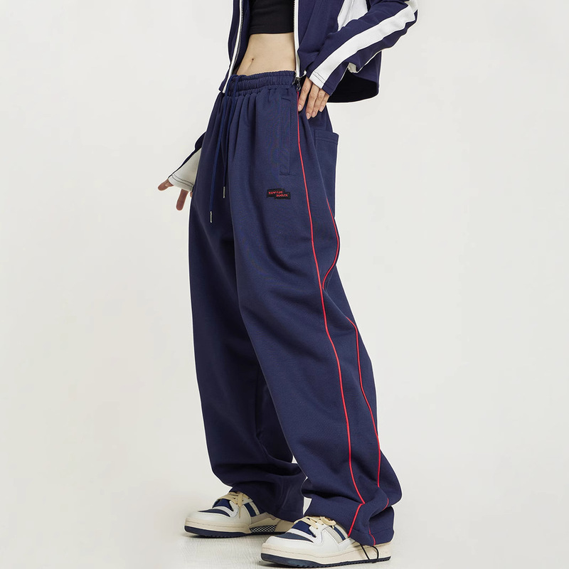 New Autumn and Winter fleece-lined Sports Pants Korean Fashionable Women's Pants Wide Leg Casual Trousers Loose Straight Pants New Autumn and Winter fleece-lined Sports Pants Korean Fashionable Women's Pants Wide Leg Casual Trousers Loose Straight Pants