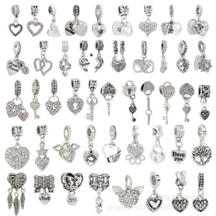 Silver Color Best Friend Charm Beads And Love Heart Pendant