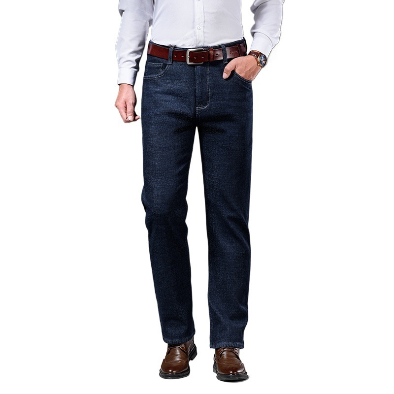 Vaqueros para hombre modelos de otoño e invierno pantalones casuales de hombre de negocios rectos sueltos invierno