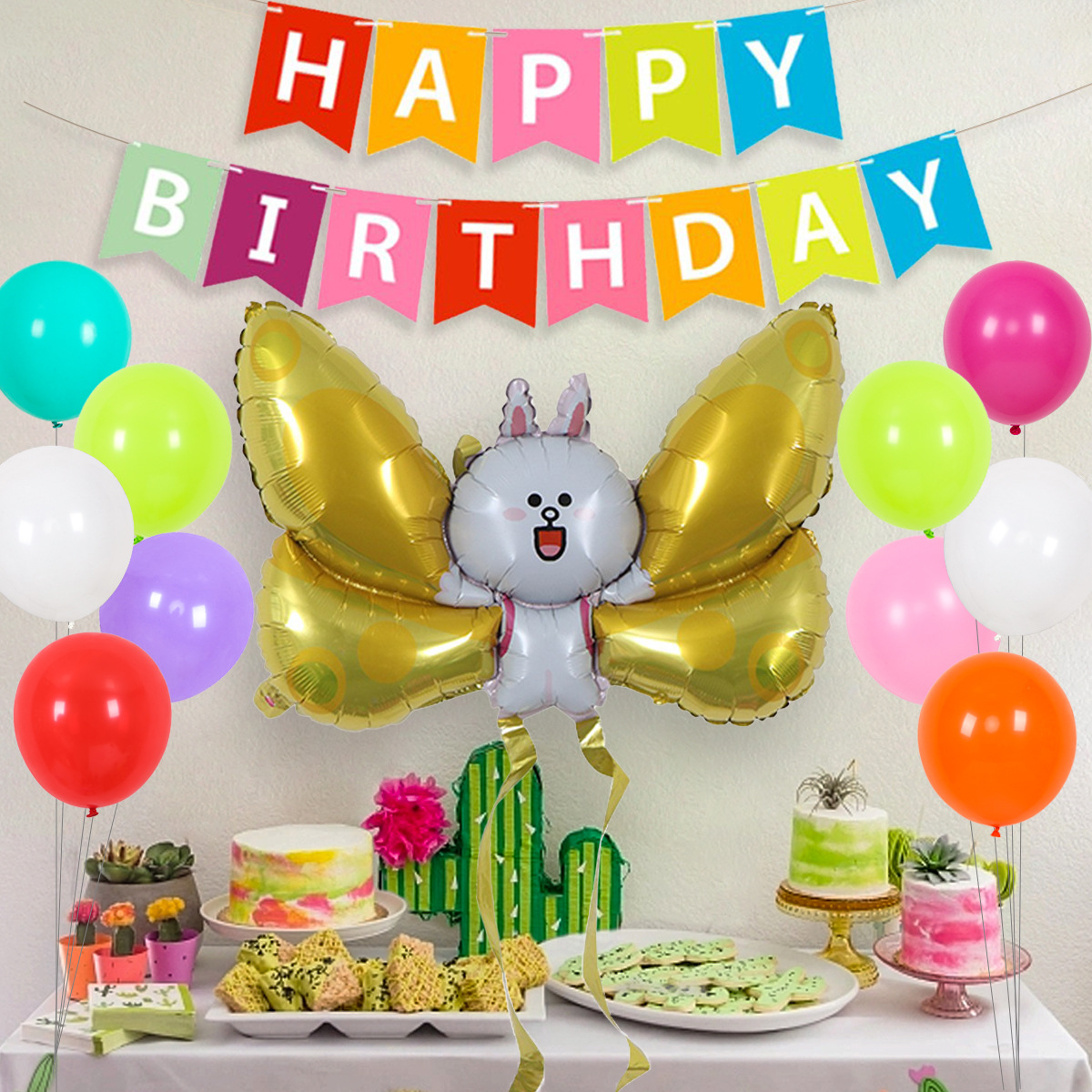 Decoración de cumpleaños del bebé decoraciones de globos traje de pared de fondo vestido de fiesta infantil traje de globo de cerdo