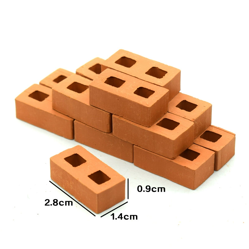 Модель 1:12, маленькие кирпичные строительные блоки, набор для сборки DIY, детский дом, красные кирпичи и обожжённая глина
