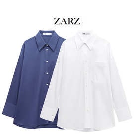ZARZ 自制 欧美风 新款女装 经典 百搭款 口袋饰宽松衬衫247231