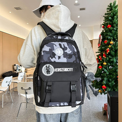 2024新款時尚潮流迷彩書包男士大容量戶外背包旅遊輕便減負雙肩包