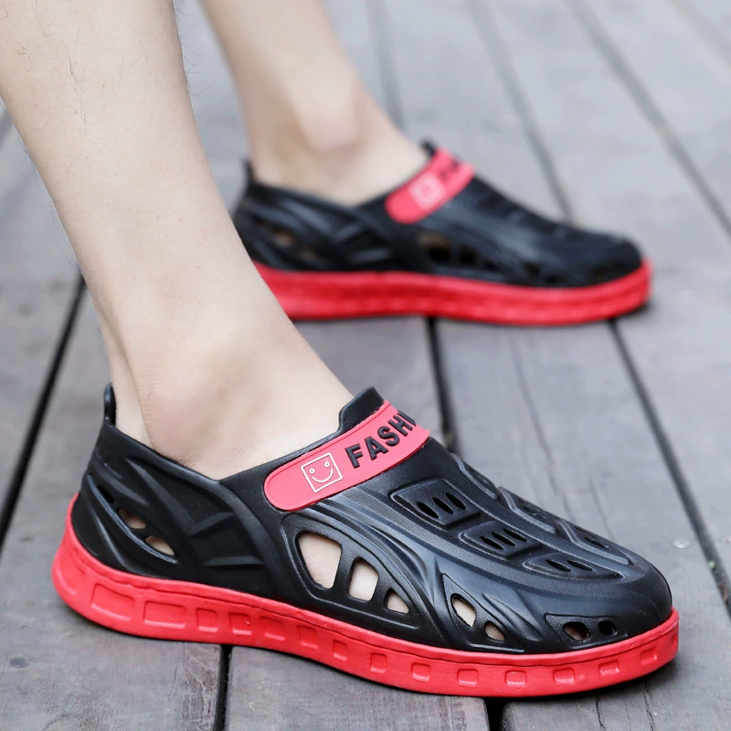 Туфли с дырками, мужская летняя новая Нескользящая пляжная обувь, верхняя одежда, повседневные полые тапочки, модные спортивные сандалии с носком