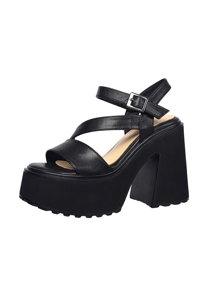 Sandal cao gót nữ hở mũi đế xuồng gót vuông 9 cm — màu đen, màu trắng ngà chi tiết 22