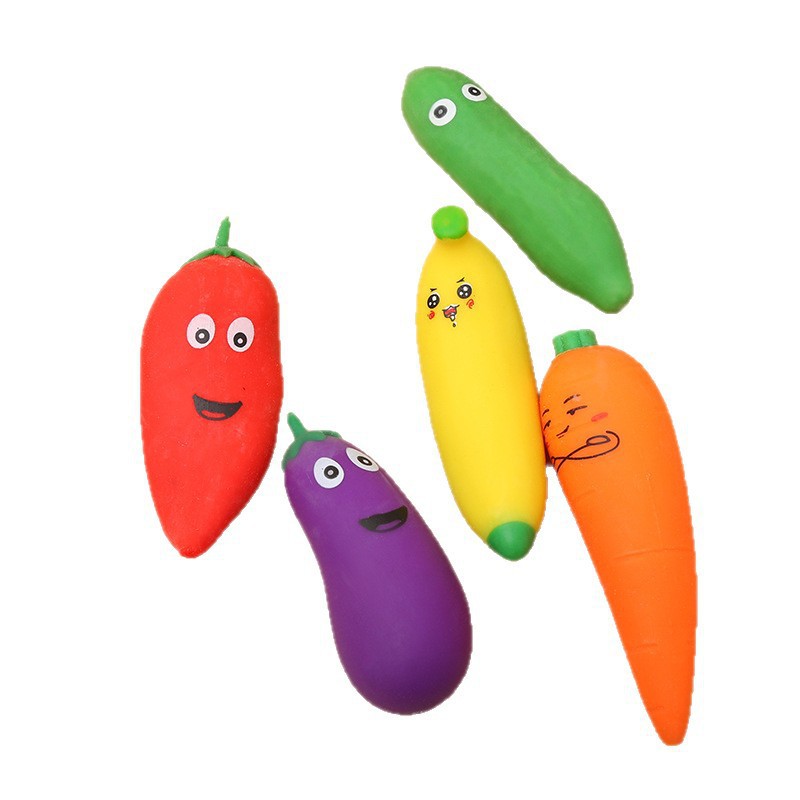 Simulación de verduras amasadas TPR harina arena la la banana fruta berengola chile banana modelado juguete descompresión image 6