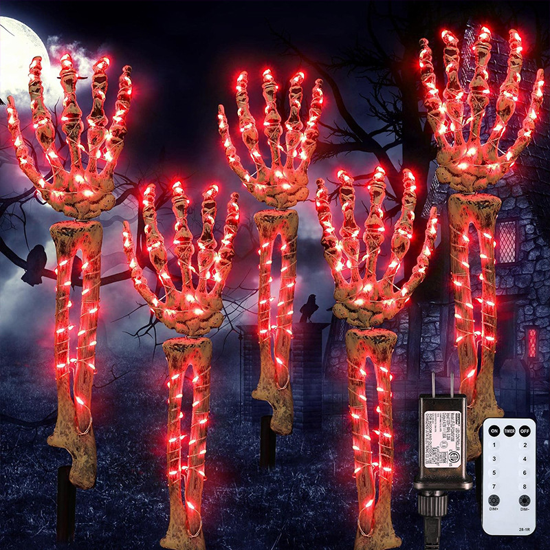 ハロウィン装飾発光ゴーストハンドハロウィン中庭ゴーストハンド発光プラスチック地面プラグインゴーストフェスティバルドレスアップ小道具|undefined