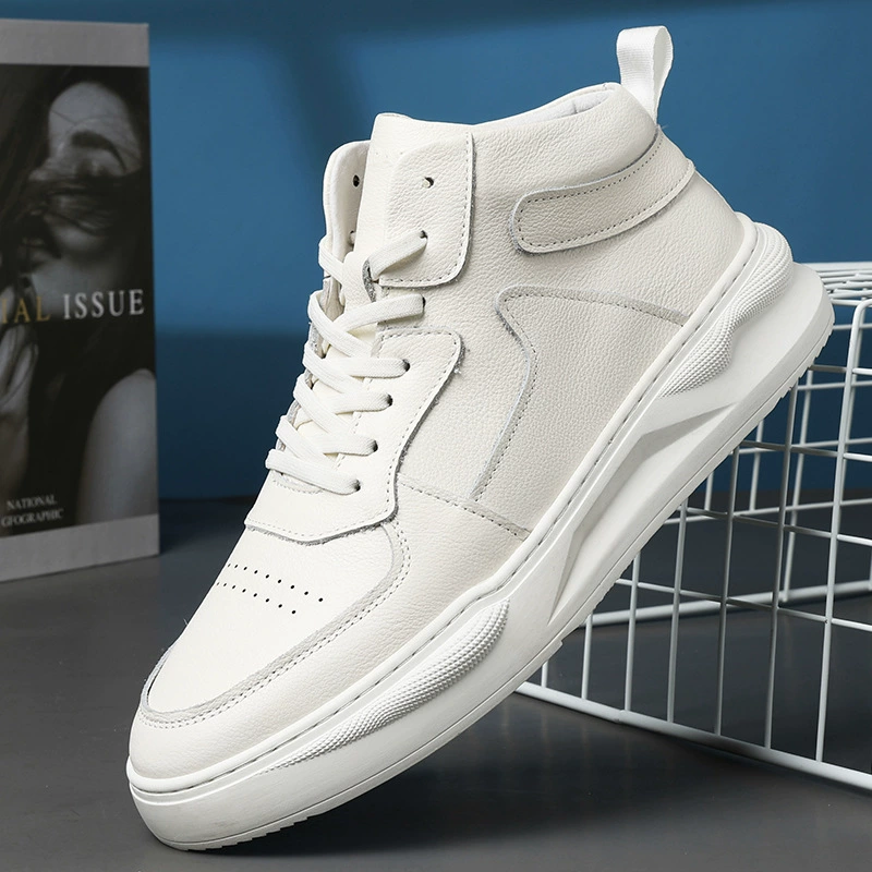 Производители напрямую поставляют зимние белые высокие ботинки мужские кожаные дикие корейские дышащие кроссовки повседневные приливные ботинки