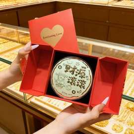 足金999黄金公主请发财大饼创意马上有钱节日礼物招财暴富金片潮