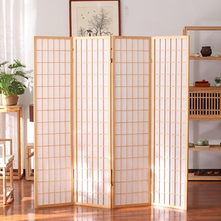 Japanese-style Screen Partition Porch Folding Mobile Living Room Simple Modern Solid Wood Screen Tea Room Camphor Lattice Back