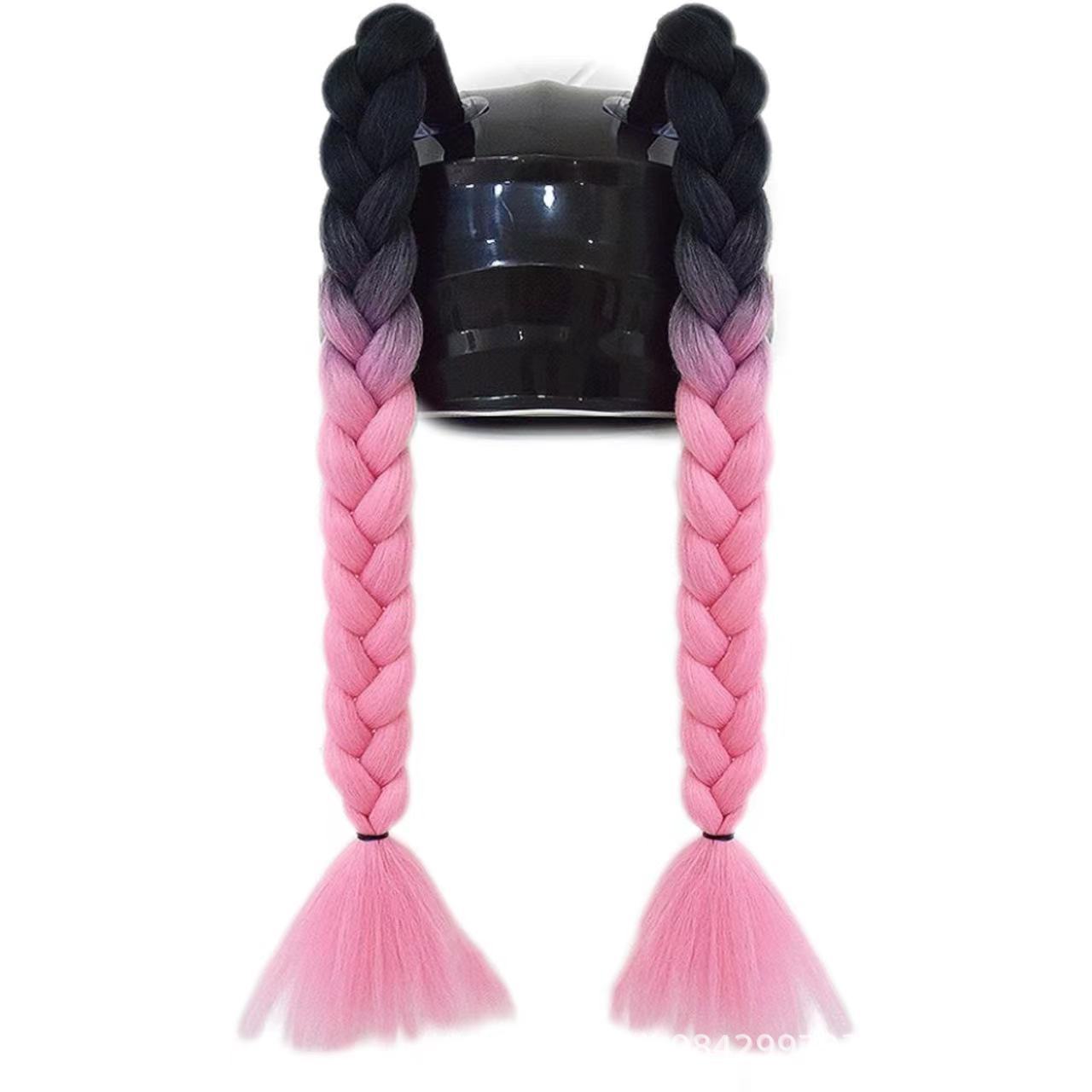 Helmet Decoration Braids Are a Hot-Selling Cross-Border Item for Motorcycle Helmets, Featuring Two Colorful Ponytail Braids