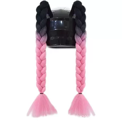 a Hot-Selling Cross-Border Item | Motosiklet dəbilqələri - 1-pair-of-black-and-pink-ponytails