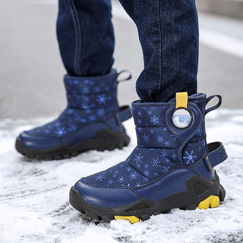 Zapatos infantiles para niñas botas de nieve para niños más vello y grueso impermeable para niños grandes botas de nieve antideslizantes comercio exterior al por mayor