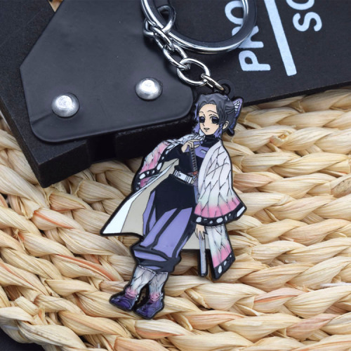 Two-dimensional animation peripheral Demon Slayer: Butterfly Ninja Insect Pillar Q version metal keychain pendant jewelry