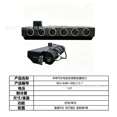 Source Manufacturer 848 Automotive Electric Air Automotive air conditioning - 848-car-electric-air-conditioner-evaporator-air-outlet-12v-left-hand-drive-single-cooling-beu-848l-000l12-1