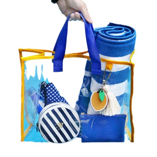 Bolso de playa de PVC transparente a juego de color de moda bolso de viaje bolso de baño de mano bolso de almacenamiento de ropa portátil moda