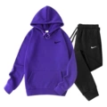 Purple clothes + black pants, black label