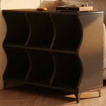 复古书柜展示柜办公室收纳柜多层储物柜简易书架黑色格子柜置物柜