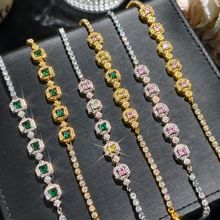 高端网红直播新品热卖仿真彩色碧玺公主方满钻手链女气质时尚手饰