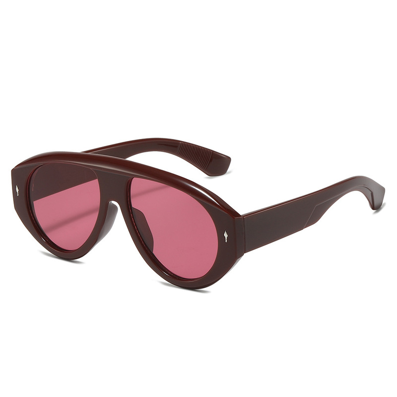 Cross-Border Large-Frame Sunglasses with Uneven Height Steps, Arrow-Shaped Rivets, Driving Pilot-Style Aviator Sunglasses for Men