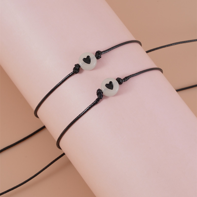 Heart Shape Pattern Casual Simple Style Heart Shape Mixed Materials Luminous Couple Bracelets