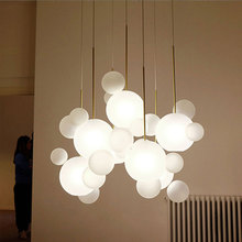 北歐創意米奇泡泡燈餐廳后現代客廳卧室復式樓梯間白色玻璃吊燈