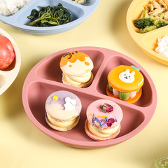 クロスボーダー子供用シリカゲル食器セット食品級耐高温防漏味吸盤式分格赤ちゃん補助食器