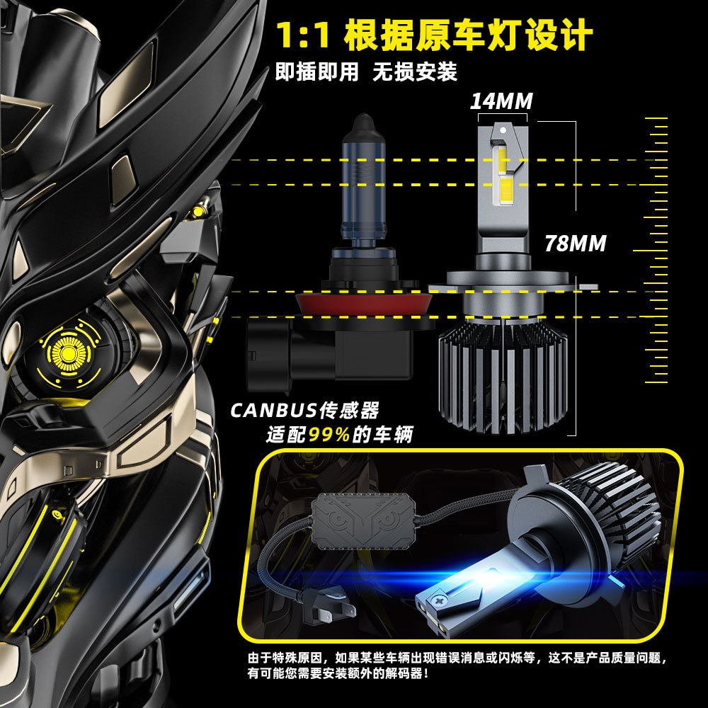 廠家直銷汽車led大燈 110W H1近光遠光燈前照燈通用汽車前大燈