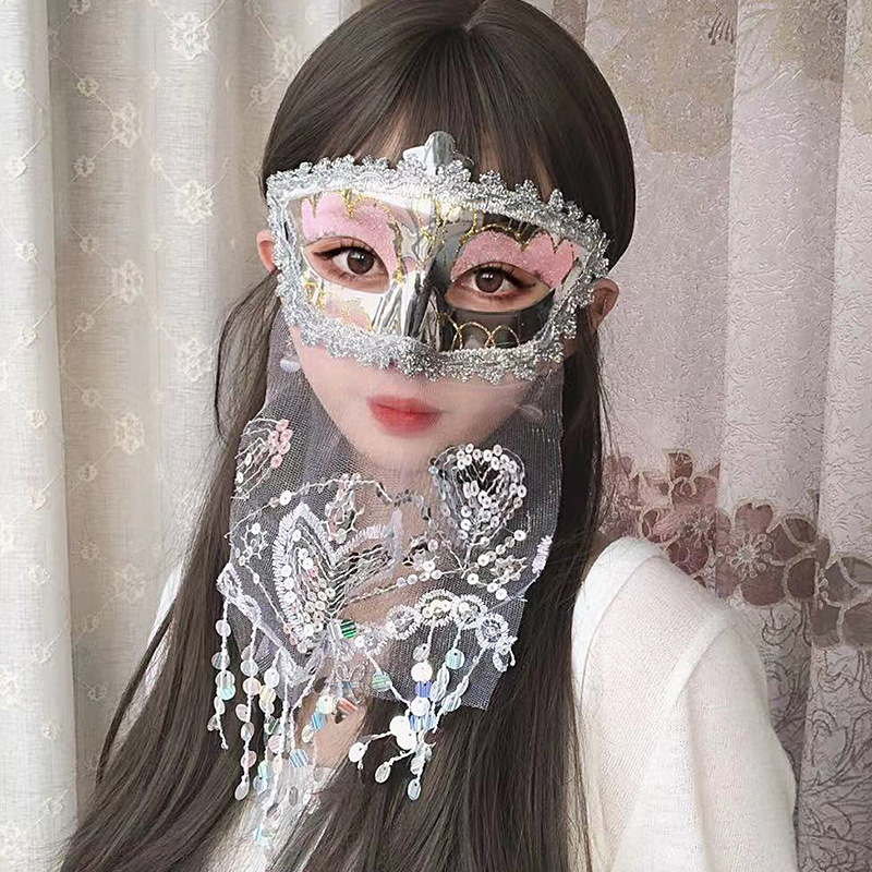 Cara completa princesa velo máscara danza del vientre fotografía de Halloween actuación en el escenario COS disfraces accesorios de baile