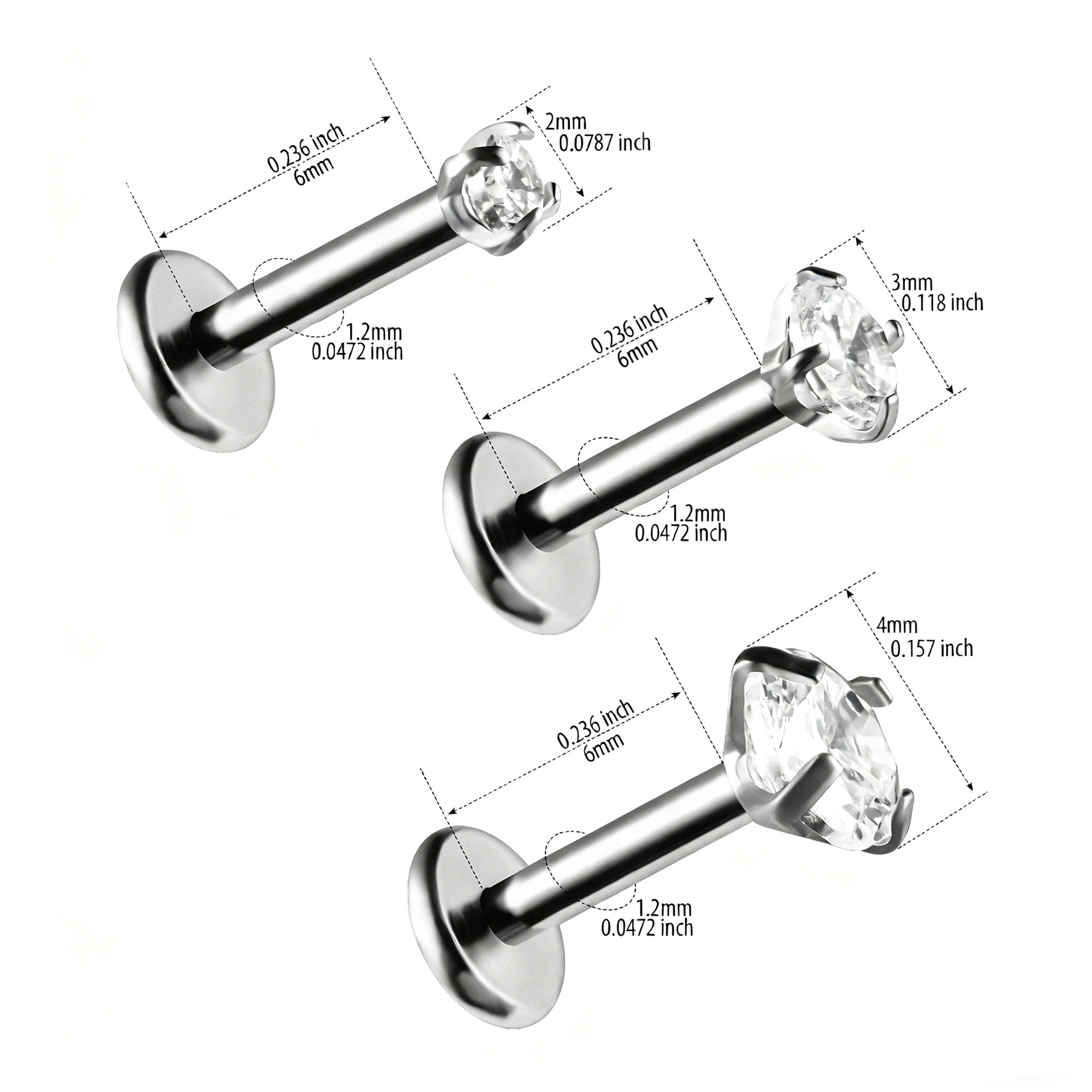 Piercing nez en acier titane 316l avec oxyde de zirconium_voghion.com