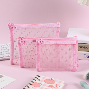Cross-border Color Love Velvet Mesh Bag Valentine's Day Gift Passport Storage Lipstick Cosmetics Storage Pencil Case Box