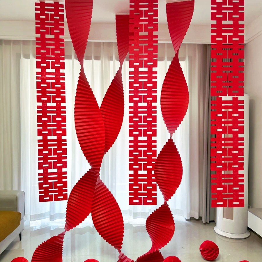 종이접기 해피 웨딩룸 - 레드 컬러 4 [바닥 벌집볼 포함]