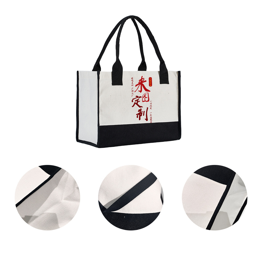 Personalizada empalme de algodón y lino bolsas de compras personales bolsas de compras ecológicas bolsas de hombro xqds0395a