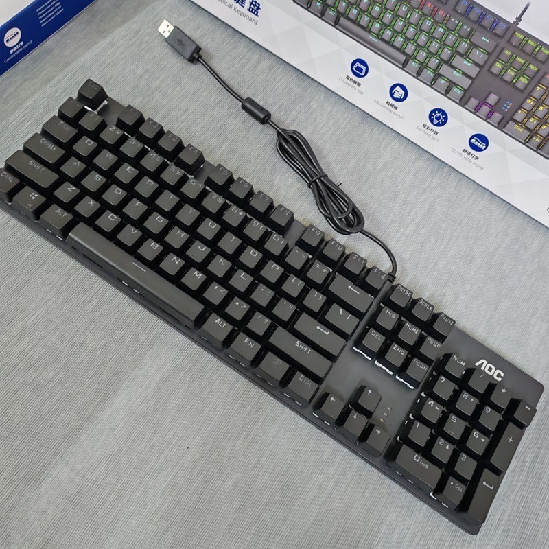 AOC GK410机械键盘青轴键盘吃鸡台机式电脑办公USB 2.0有线键盘|undefined