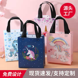 独角兽覆膜无纺布袋子跨境礼品袋立体袋热压环保袋印刷logo饰品袋
