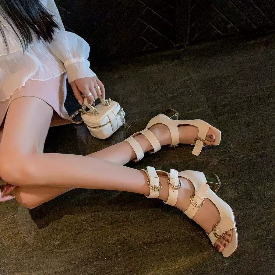 Summer sandals, belt, buckle, internet celebrity