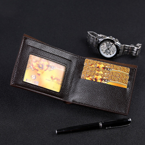 Men's short wallet, new soft leather wallet, college students 'thin wallet, Dad