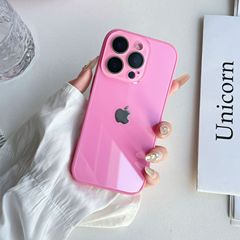 高级感冰感马卡龙多巴胺配色适用iPhone16手机壳15纯色14情侣带标