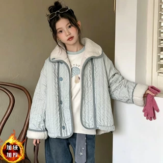 韩国女童双面穿仿羊羔绒加厚外套2026冬装新款洋气女孩超好看棉衣