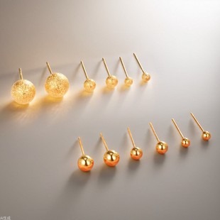 Xuping jewelry copper gold-plated matte smooth round mini earrings exquisite earrings simple earrings women's jewelry wholesale