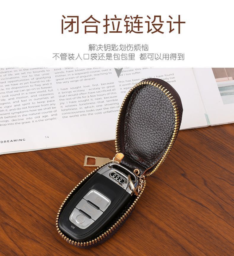 Litchi Pattern Car Key Bag, Unisex Car Key Storage Bag, Creative, Fashionable and Simple Keychain Pendant